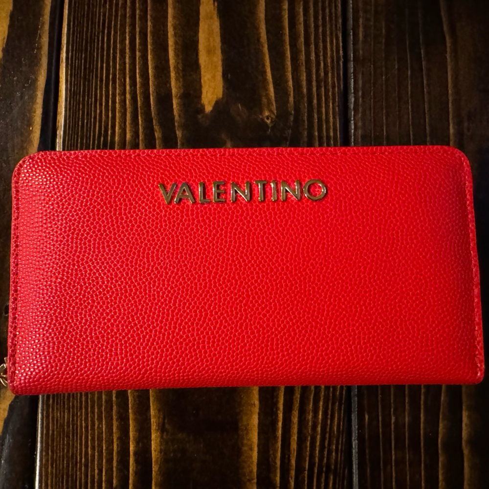 Valentino Vibrant Red Zip-Around Wallet